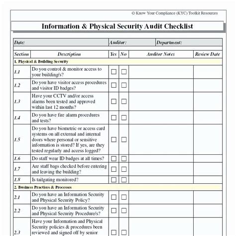 Physical Security Risk Assessment Template