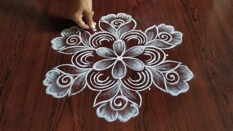 Easy latest flowers kolam only (5×3) dot's... - YouTube