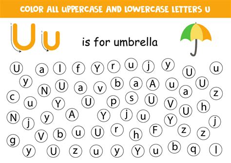 Dot all letters U. Educational worksheet for learning alphabet ...