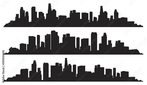 City silhouette set labels monochrome Stock Vector | Adobe Stock