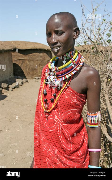 Young Maasai woman in African village Stock Photo - Alamy