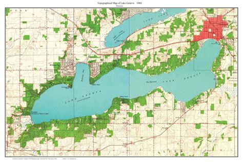 Lake Geneva 1960 Old Topographic Map USGS Custom Composite | Etsy | Lake map, Topographic map ...