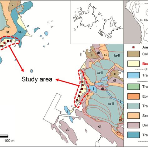 Simplified geological map of the Dokdo island depicting both studied ...