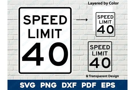 Speed Limit 40 US Road Sign Layered by Color & Outline