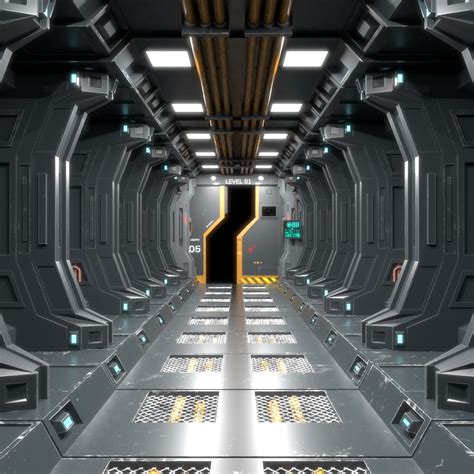 sci fi corridor 3d model