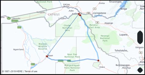 What is the distance from Maun Botswana to Kasane Botswana? Google Maps ...