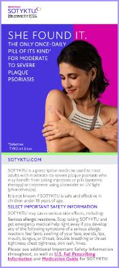 Once-Daily Pill for Adults with Moderate to Severe Plaque Psoriasis - SOTYKTU™ (deucravacitinib)