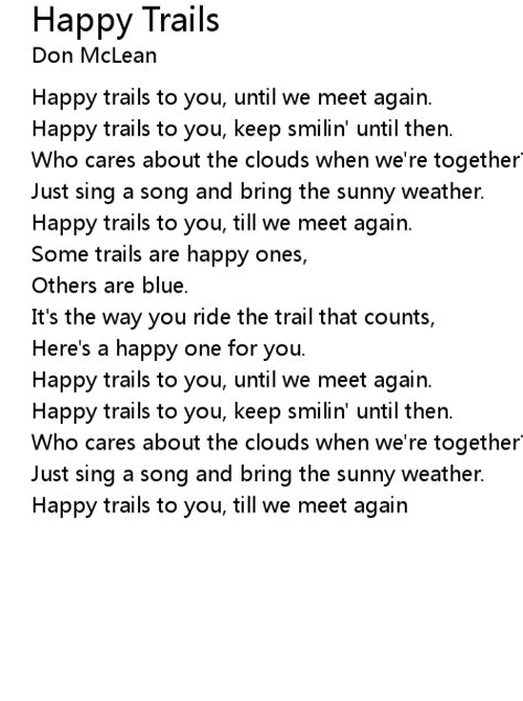 Happy Trails Lyrics - Follow Lyrics