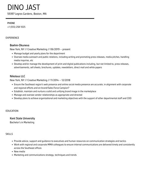 Creative Marketing Resume Samples | Velvet Jobs