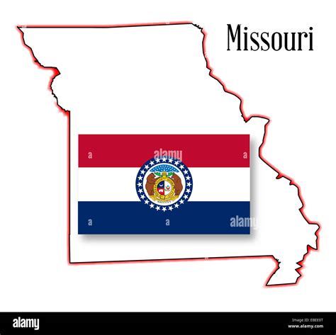 Outline map of the state of Missouri with flag inset Stock Photo - Alamy