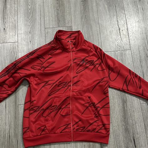 Air Jordan red flight jacket zip up size L - Depop