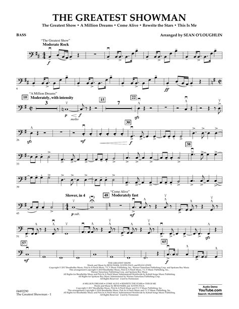 The Greatest Showman - String Bass by Sean O'Loughlin Sheet Music for ...