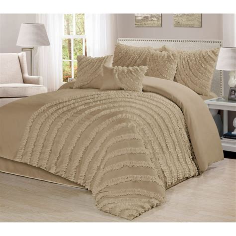 Unique Home Hillary 7 Piece Comforter Bed in a Bag Ruffled Clearance Bedding Set Fade Resistant ...