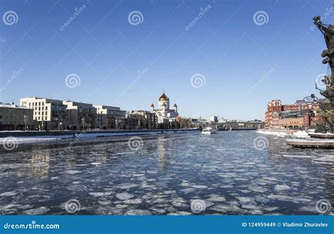 Moskow Moskva River Embankment, Russia Winter Day, Editorial Stock ...