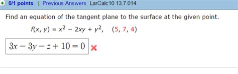 Solved Find an equation of the tangent plane to the surface | Chegg.com