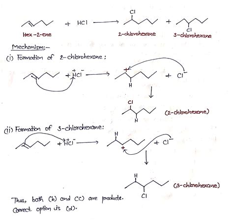 [Solved] In a reaction between hex-2-ene and hydrochloric acid, which of the... | Course Hero