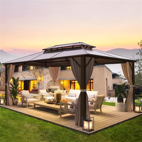 Buy EROMMY Hardtop Gazebo 4 X 3 m Outdoor Double Polycarbonate Roof Gazebo Garden Pavilion ...