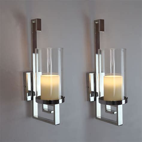 Modern minimalist living room caf restaurant corridor glass wall sconce candle iron headboard ...