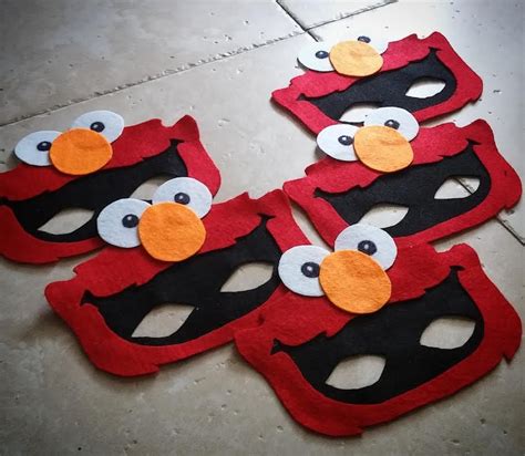 DIY Set of Elmo Felt masks, sesame street party ideas, sesame street elmo masks, elmo costume ...