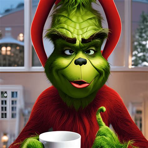 The Grinch Drinking Coffee · Creative Fabrica