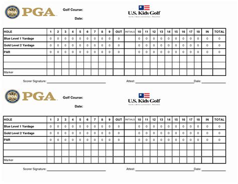 Golf Scorecard Template Excel