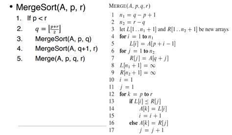 algorithm analysis - MergeSort's merge function loop invariant ...