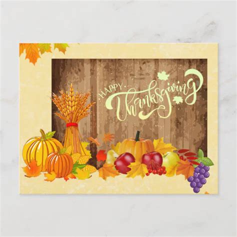 Simple Photo Happy Thanksgiving Food Greetings Postcard | Zazzle