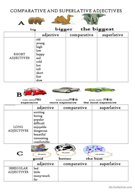 comparative and superlativ…: English ESL worksheets pdf & doc