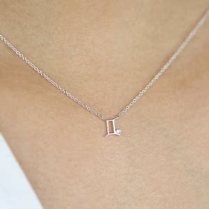 Gemini Zodiac Sign Diamond Necklace, Gemini Necklace, Gemini Pendant ...