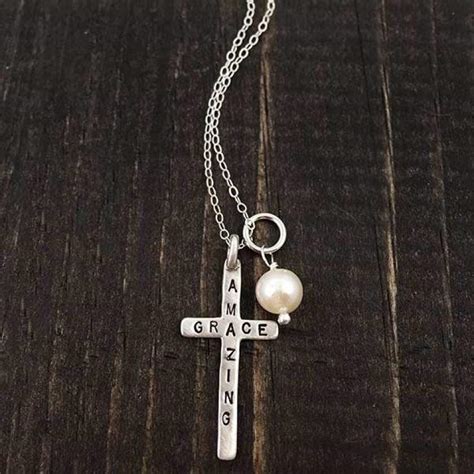 Amazing Grace Sterling Silver Women's Cross Necklace