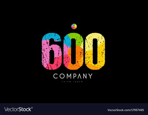 600 number grunge color rainbow numeral digit logo