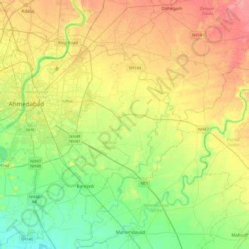 Daskroi Taluka topographic map, elevation, terrain