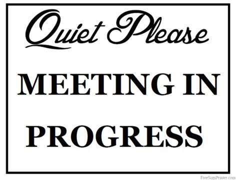 Printable Meeting in Progress Sign