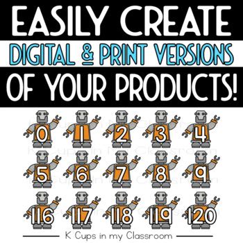 Number Clipart Tiles ROBOT Clipart - Moveable and Printable | TPT