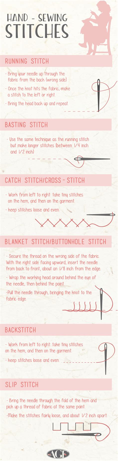 Hand Sewing Stitches Guide - Art Gallery Fabrics - The Creative Blog