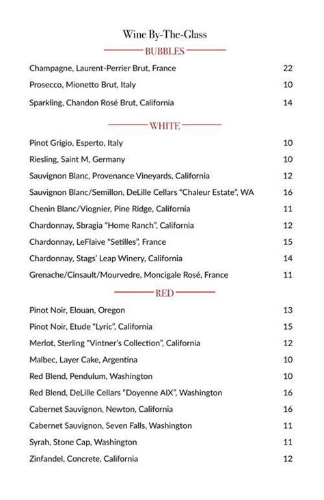 Six Seven Restaurant menu in Seattle, Washington, USA