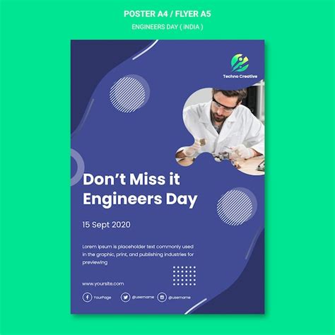 Free PSD | Poster template for engineers day celebration