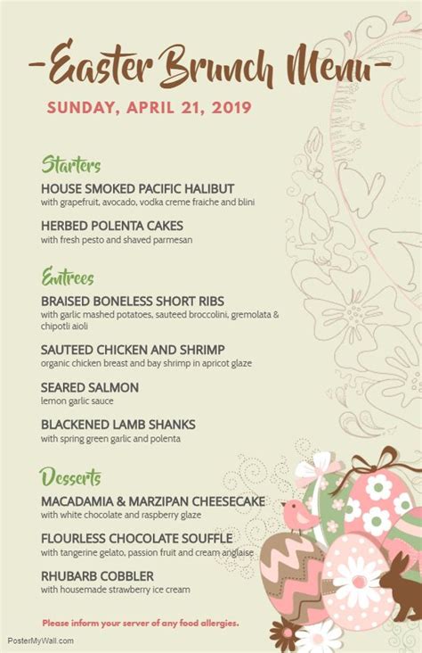 Easter Brunch Menu Design | Easter menu, Easter brunch menu, Menu ...