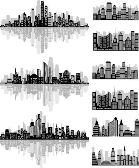 City building silhouette design vector 02 free download