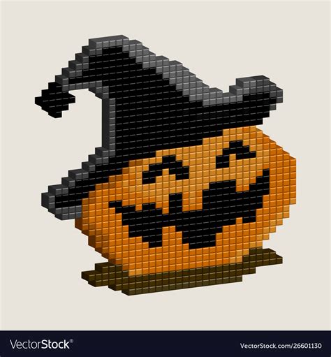 Halloween pumpkin 3d pixel art for design Vector Image