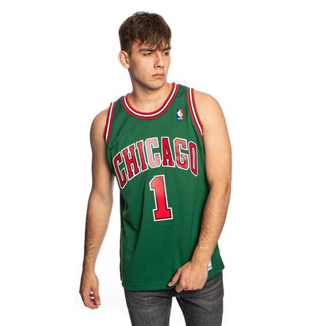 Mitchell & Ness Chicago Bulls #1 Derrick Rose green Swingman Jersey ...