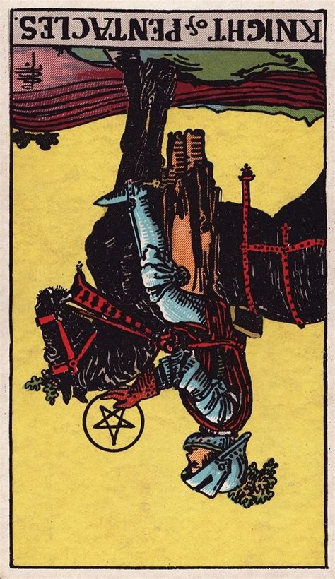 The Knight of Pentacles Reversed and Two of Swords Reversed