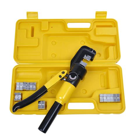 10 Ton Hydraulic Crimper Crimping Tool/w 9 Dies Wire Battery Cable Lug ...