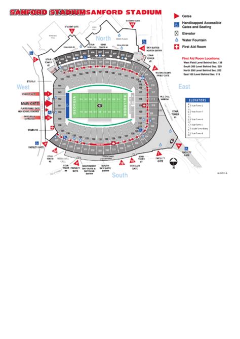 Sanford Stadium Seating Chart printable pdf download