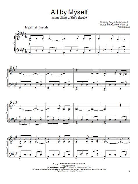 Eric Carmen "All By Myself" Sheet Music Notes, Chords | Melody Line, Lyrics & Chords Download ...