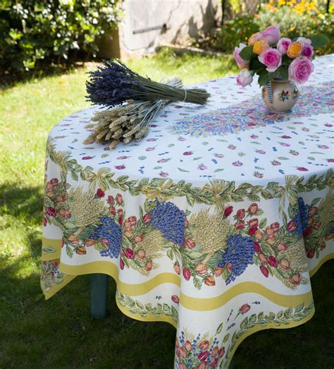 ROSES LAVENDER Round Rectangle Cotton French Provence Tablecloths - French Country Table Decor ...