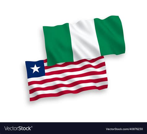 Flags of liberia and nigeria on a white background