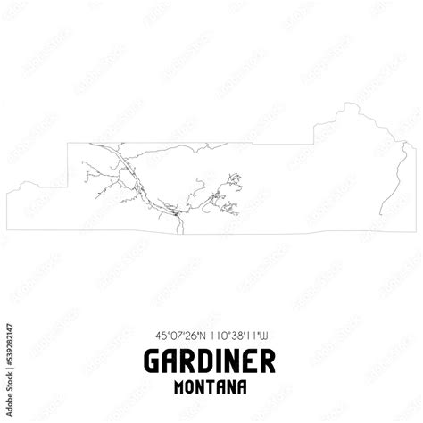 Gardiner Montana. US street map with black and white lines. Stock Illustration | Adobe Stock