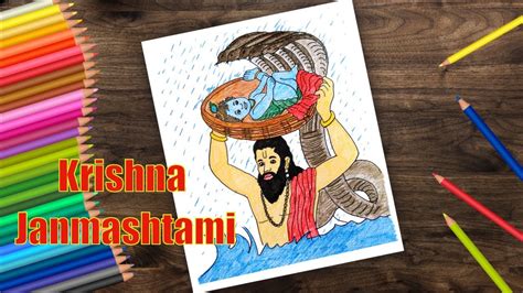 How to Draw Krishna Janmashtami Scenery | Janmashtami Festival - YouTube