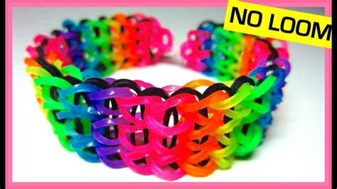 Triple Single Rainbow Loom Bracelet without Loom (on Two Forks) - YouTube